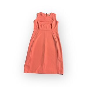 Calvin Klein Sheath Scuba Dress Women's 6 Light Orange Sleeveless Knee Length